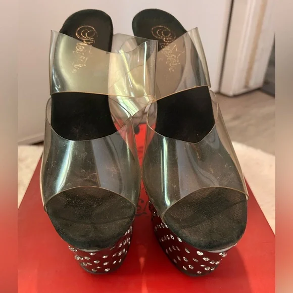 Pleaser Stardust Black Rhinestone Platform heels. - Picture 3 of 14